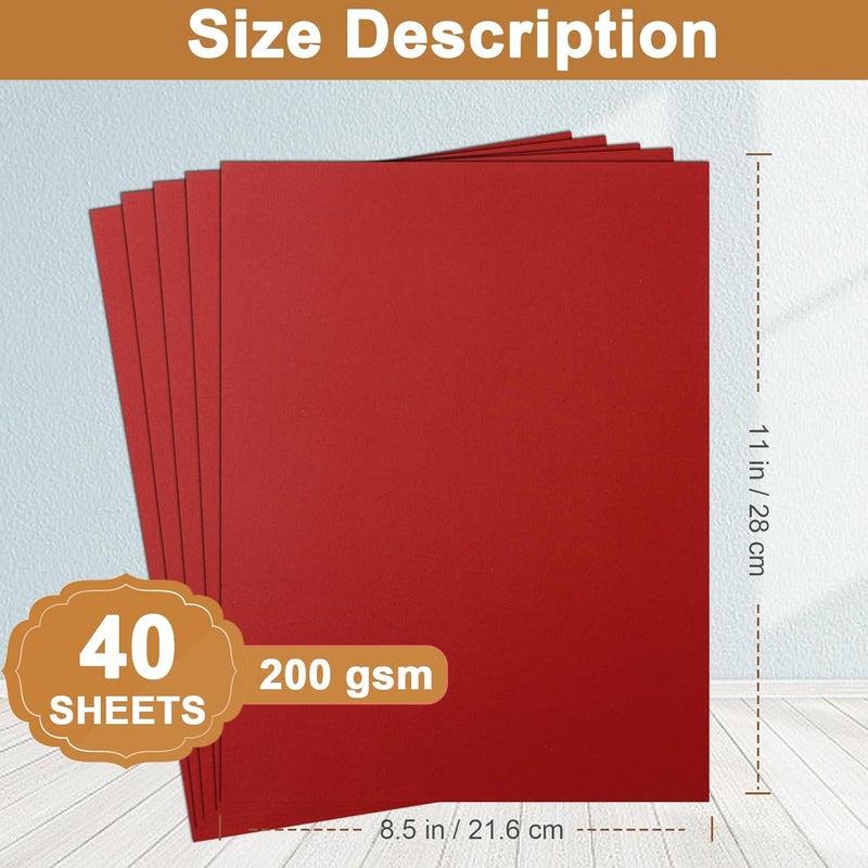 Silunkia 40 Sheets Christmas Red Cardstock 8.5 x 11 Craft Paper, 200gsm/75lb Premium Dark Red Card Stock for DIY Cards Making, Thank You Cards, Wedding Invitations, Birthday Decorations - Image 2